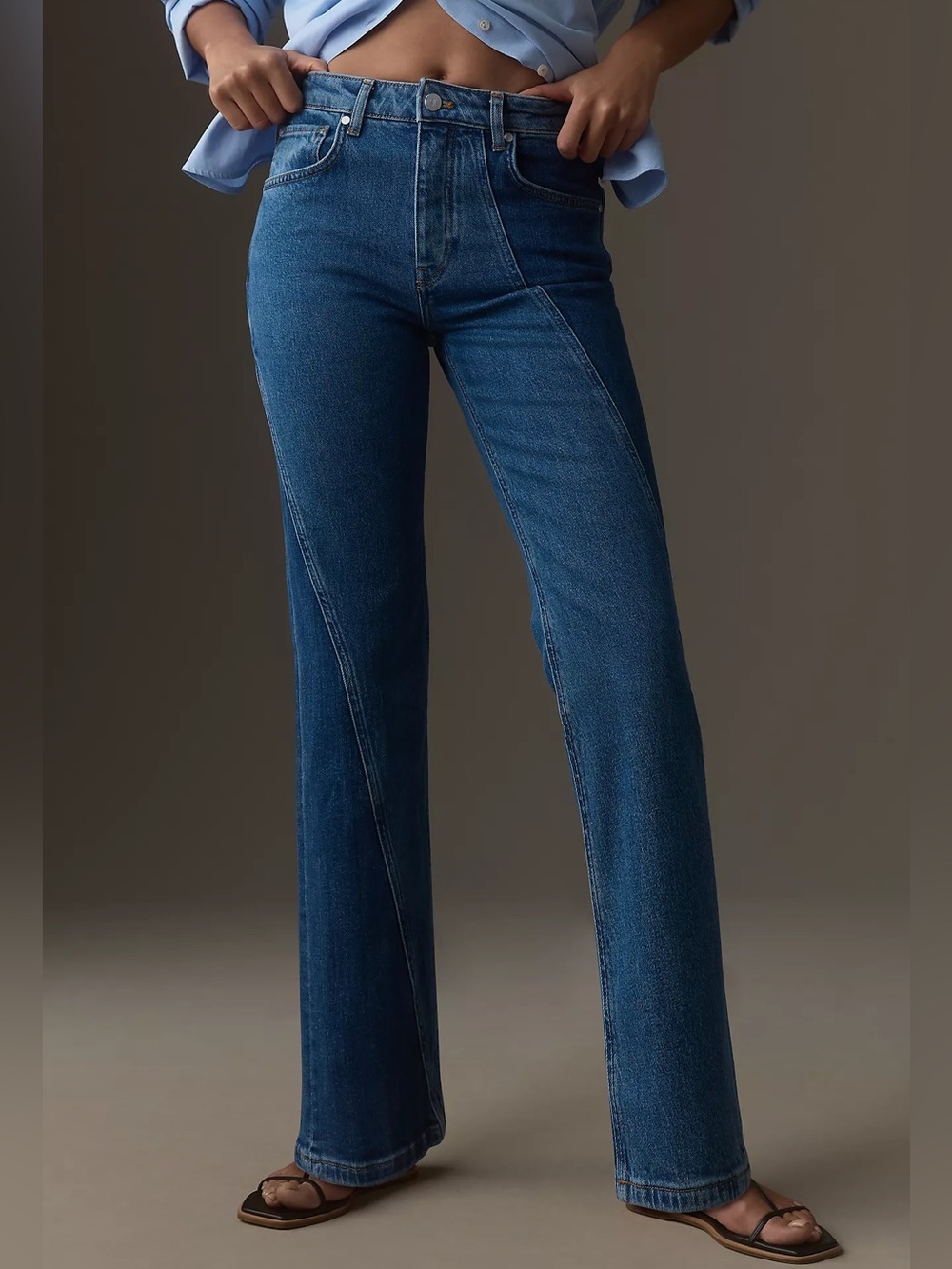 Pilcro High-Rise Flare Jeans in Deep Blue